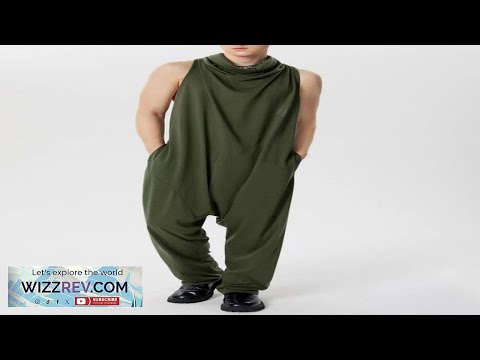 INCERUN Men's Solid Color Jumpsuits Stacked Collar Sleeveless Back Zipper Overalls Review