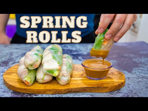 VIETNAMESE SPRING ROLLS | Peanut Butter Sauce | Summer Rolls | Goi Cuon | Fresh Spring Rolls