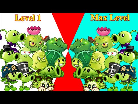 PvZ 2 Discovery - Difference Of Every Green Plant Level 1 Vs Max Level v9.8.1