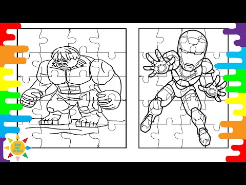 Hulk vs Iron Man PUZZLE Coloring | Avengers Puzzle Coloring | Convex - 4U (feat. Jex Jordyn)