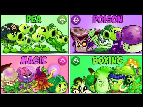 4 Team Plant PEA vs MAGIC vs BOXING vs POISON - Who Will Win? - Pvz 2 Battlez