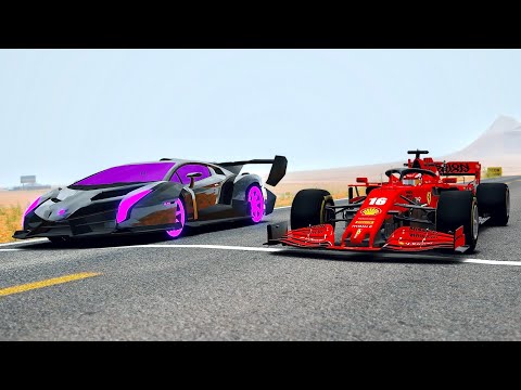 Lamborghini Veneno GTR vs Ferrari F1 2020 - Desert Drag Race