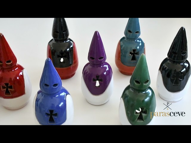 Vídeo relacionado con CERÁMICA RAMBLEÑA | Incensario nazareno con Vela Blanco-Verde | Incensarios religiosos | Incensarios de Barro | Incensarios Originales | Incensario Semana Santa | 9x9x26 cm