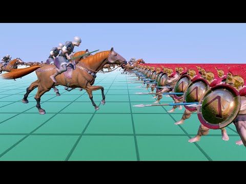 Spartans (9999) Vs  Medieval(8999) Calvary Army UEBS Ultimate Epic Battle Simulator