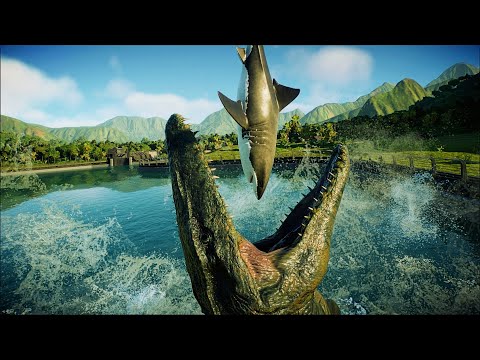 Mosasaurus Feeding SHOW!! Mosa eats GREAT WHITE SHARK!! Jurassic Wolrd Evolution 2
