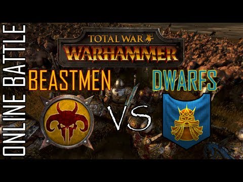 BEASTMEN vs DWARFS! 1v1 Online Battle Total War: Warhammer