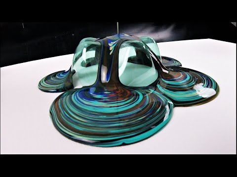 Double Bottle Bottom Acrylic Pour Painting - Acrylic Pouring remake with awesome clear lines !