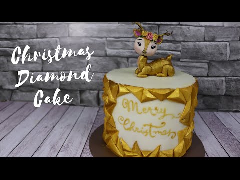Gold Diamond Christmas Cake - How to make a Diamond Pattern onto a Cake