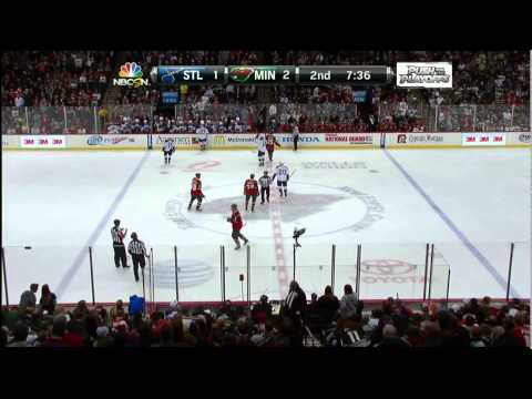 Kyle Brodziak wrist shot SH goal 2-1 St. Louis Blues vs Minnesota Wild 4/10/14 NHL Hockey.
