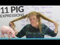 11 PIG expressions in English: ”pig out”, ”pig tails”, ...