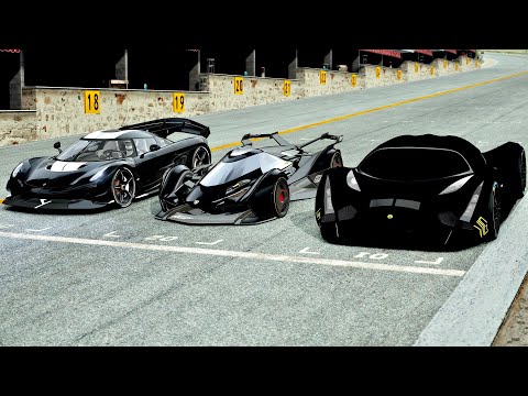 Lamborghini V12 Vision GT Carbon Edition vs Devel Sixteen vs Koenigsegg Jesko at Highlands