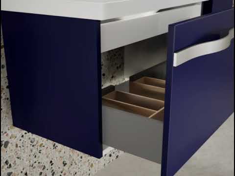 Миниатюра изображения товара Тумба под умывальник Lauter Eva 69 (белый глянец, ручка золото матовая сталь)