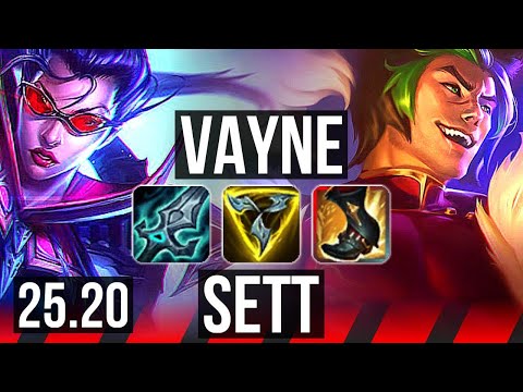 VAYNE vs SETT (TOP) | 13/1/3, 9 solo kills, Legendary | KR Master | 25.20