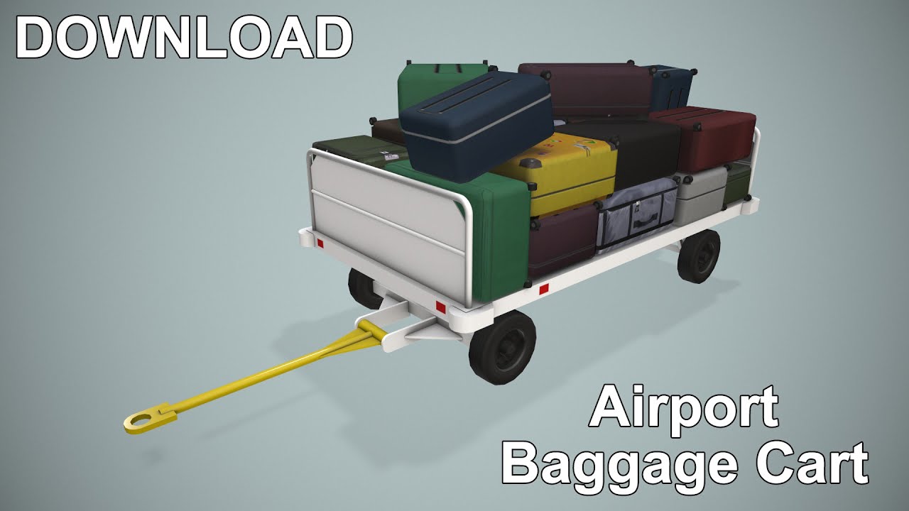 Carrello portabagagli dell'aeroporto caricato --436-- Modello 3D