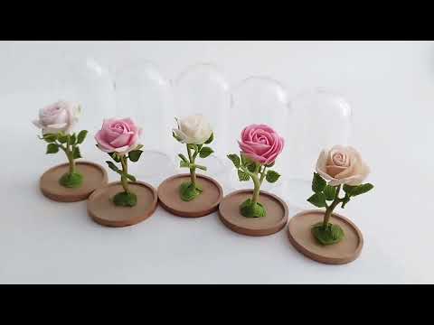 Миниатюрные розы ручной работы под стеклянным колпаком