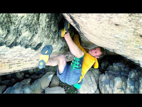 Attempting desperate unclimbed crack project in South Africa