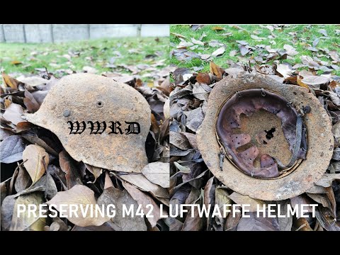 German helmet M42 Luftwaffe preservation.