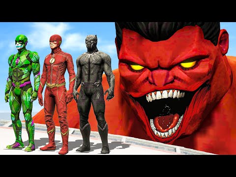 Angry Red Hulk vs Superheroes | Spiderman, The Flash, Black Panther, Magneto - What If