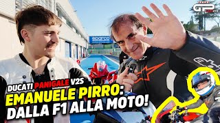 Emanuele Pirro sulla Ducati Panigale V2S: dalla F1 alla Moto!