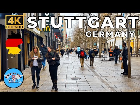 Stuttgart, Germany Walking Tour 2025 - A busy Monday afternoon - 4K 60fps