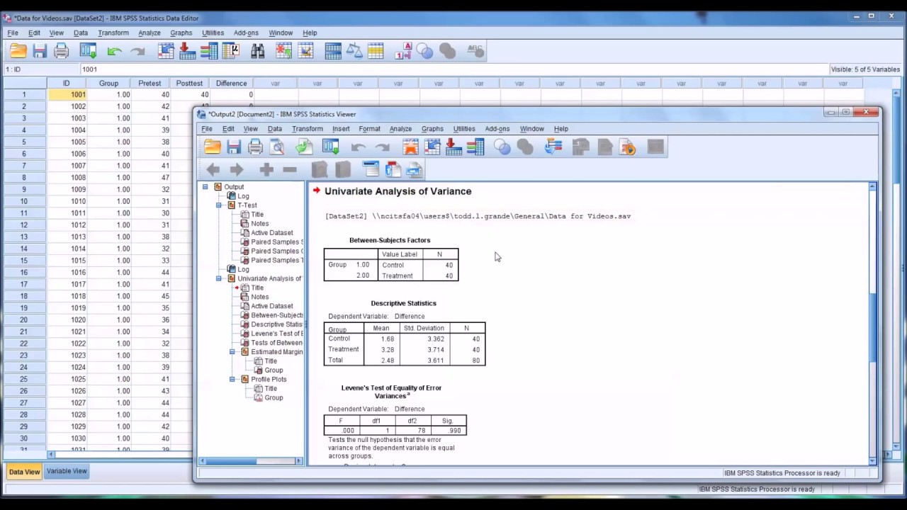Pretest and Posttest Analysis Using SPSS