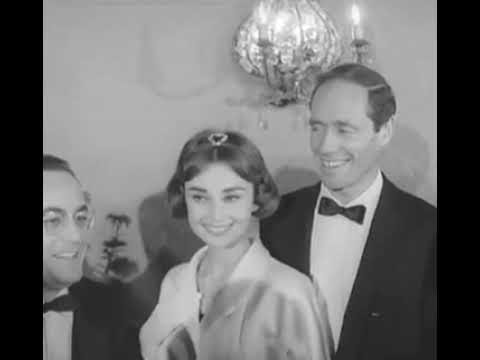 1956 Audrey Hepburn and Mel Ferrer at London premiere of "War and Peace"