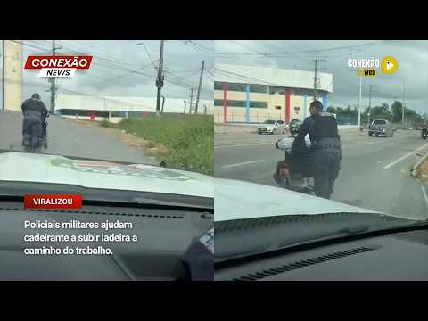 Vídeo: Policiais militares ajudam cadeirante a subir ladeira a caminho do trabalho.