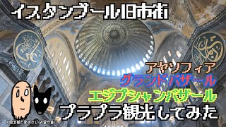 トルコ イスタンブールの旧市街、アヤソフィアとエジプシャンバザールとグランドバザールを歩く
