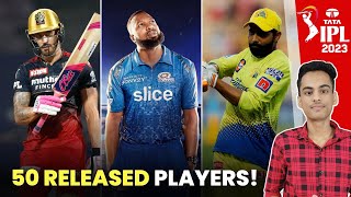 50 Players set to release from 10 Teams | IPL 2023 | RCB, CSK, KKR, MI, PBKS, LSG Released List