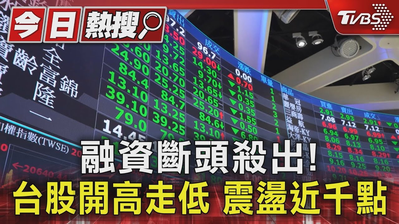 融資斷頭殺出!台股開高走低 震盪近千點