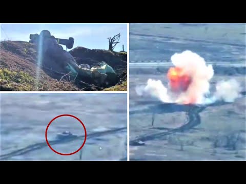 Ukrainian Javelin Missile destroys Moving Russian Tank - UKRAINE WAR 2023.
