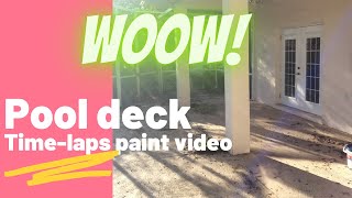 Pool Deck paint restoration using paint from Sherwin Williams