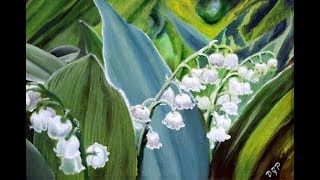 Lily of the Valley mini oil painting by artist Delmus Phelps