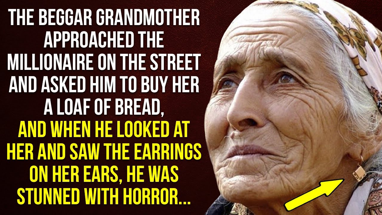 The beggar grandmother approached the millionaire and asked him to give her some money for bread...