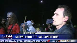 Crowd protests jail conditions