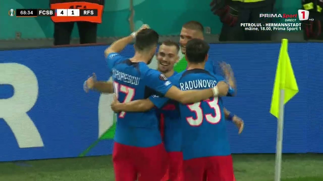 REZUMAT: FCSB - RFS 4-1. Campioana a făcut scor la debutul în Europa League. Olaru, super goluri
