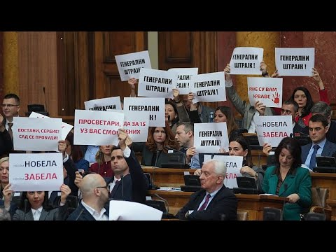 Three Serbian MPs injured as smoke bombs and flares thrown in parliament