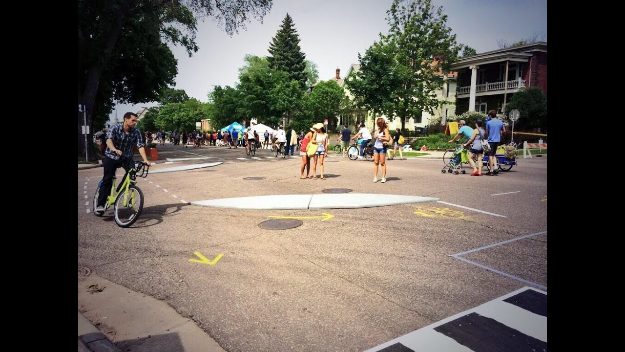 Bikeways for Everyone Pop-up Protected Bikeway & Intersection Demo at Open Streets Minneapolis