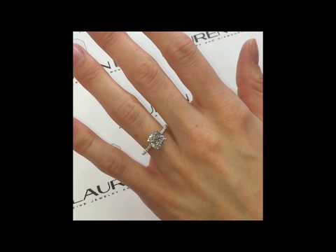 2+ carat Cushion Cut Diamond Engagement Ring with Pave Band