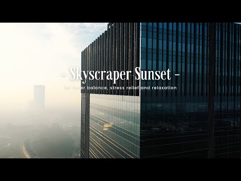Skyscraper Sunset | Sounds for Relaxing, Focus or Deep Sleep | Nature White Noise | 5 Hour 4K Video