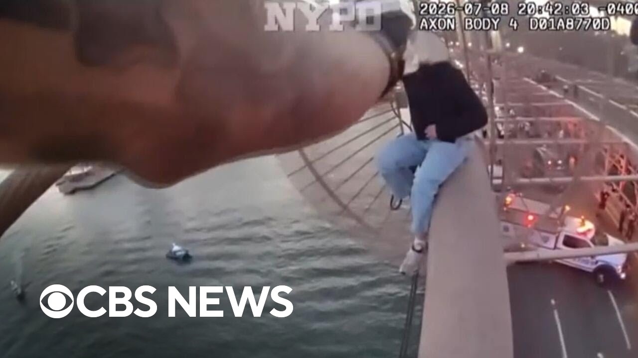Video: CBS News reports on NYPD ESU officer's Brooklyn Bridge rescue of woman in crisis