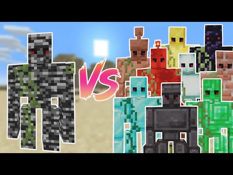 BEDROCK GOLEM vs ALL GOLEMS in Minecraft Mob Battel ( Gold golem, diamond, tnt,..etc)