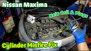 Nissan Maxima Misfire Diagnose and FIX P0304 coil swap test  new ignition coil and plugs