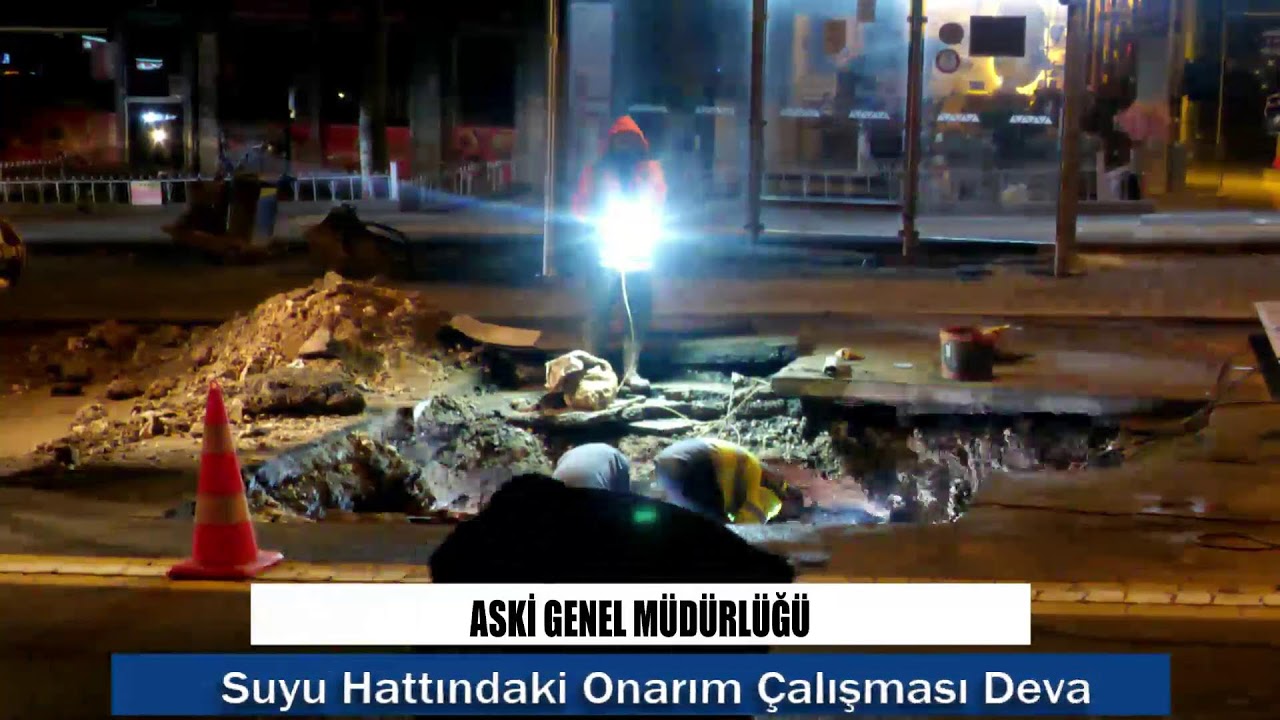 ASKİ - Çankaya ilçesi Dikmen Caddesi üzerindeki içme suyu hattındaki onarım çalışması devam ediyor