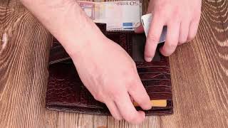 Чудове стильне чоловіче портмоне з натуральної шкіри з тисненням під крокодила Canpellini 21846 коричневе