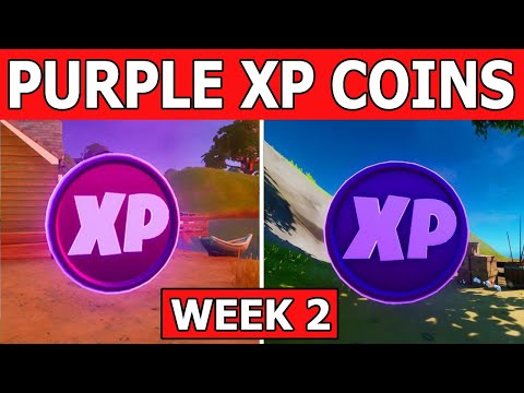 All 2 Week 2 Purple XP Coins Locations! Purple Xp Coins Week 2 Fortnite Season 4!