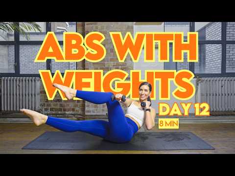 Day 12 | FREE Abs & Fat Burn Challenge | 8 Min Weighted Abs with Lilly Sabri 🔥