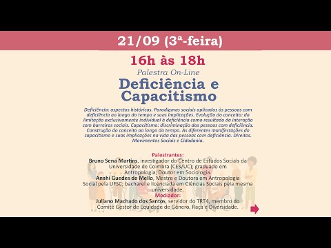 21-09-2021 - Palestra On-Line: Deficiência e Capacitismo