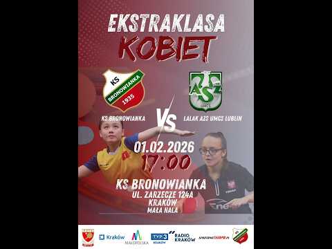 Mecz ekstraklasy tenisa kobiet  01.02.2026 KS Bronowianka Kraków - Lalak ASZ UMS Lublin