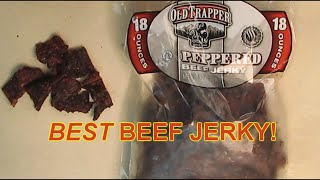BEST Beef Jerky Old Trapper Brand Peppered Beef Jerky Naturally Smoked Family-Size REVIEW